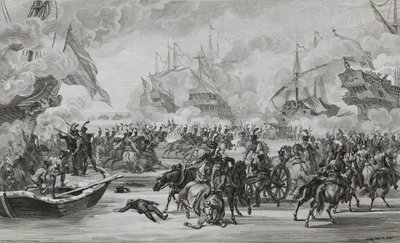 Conquête De La Hollande Bataille Navale Gravure Ancienne 19ème