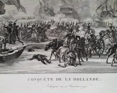 Conquête De La Hollande Bataille Navale Gravure Ancienne 19ème