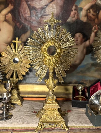 Ostensoir En Laiton Doré – XIXe 