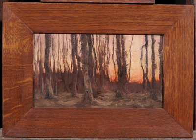 Joseph François 1851-1940 Arbres au coucher de soleil, paysage, tableau, impressionnisme