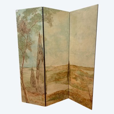 Paravent a trois feuilles peintes XX siècle