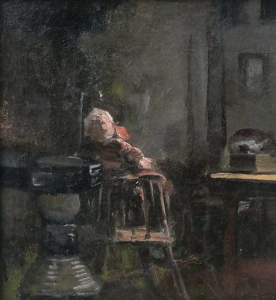 Joseph François 1851-1940 Interno di una casa di bambola, dipinto, impressionismo, Belgio