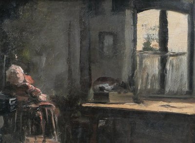 Joseph François 1851-1940 Interno di una casa di bambola, dipinto, impressionismo, Belgio