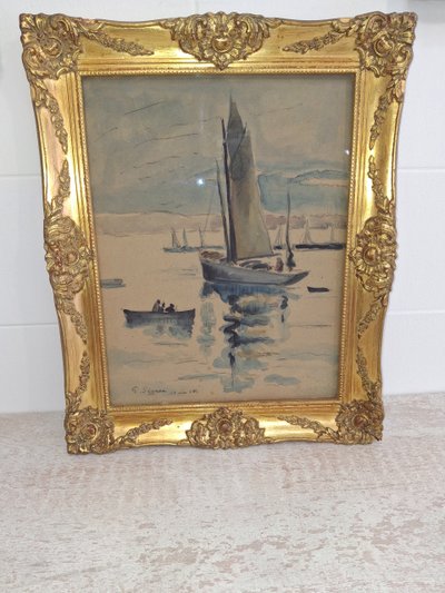 Tableau gouache PAUL SIGNAC