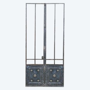 Double Antique Castle Door 19th Century Metal Orangery Workshop Loft