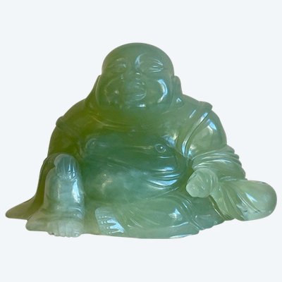 Budai "Laughing Buddha" Chinese in Green Jade, Late 19th / Early 20th Century