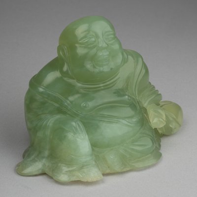 Budai "Laughing Buddha" Chinese in Green Jade, Late 19th / Early 20th Century