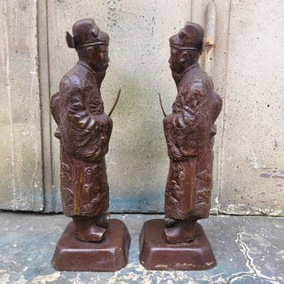 2 mandarini annamiti in bronzo, Vietnam, inizio XX secolo