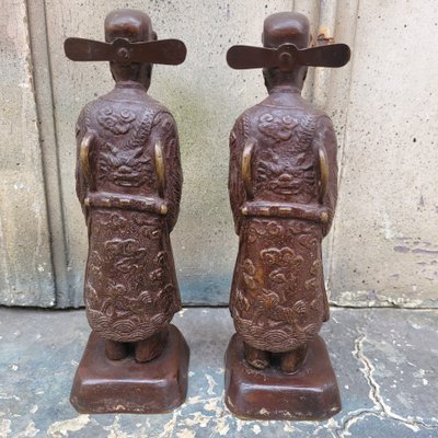 2 mandarini annamiti in bronzo, Vietnam, inizio XX secolo