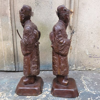 2 mandarini annamiti in bronzo, Vietnam, inizio XX secolo