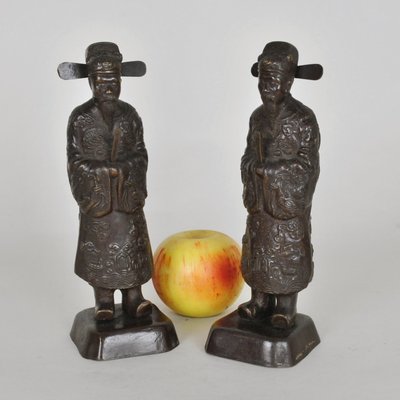 2 mandarini annamiti in bronzo, Vietnam, inizio XX secolo