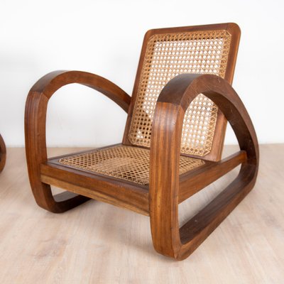 Tropische Art Deco Sessel aus Teakholz, 1960er, 2er Set