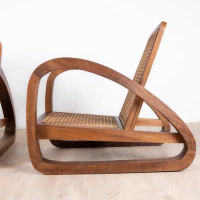 Tropische Art Deco Sessel aus Teakholz, 1960er, 2er Set