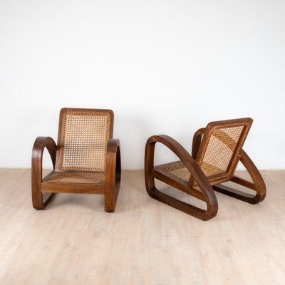 Tropische Art Deco Sessel aus Teakholz, 1960er, 2er Set