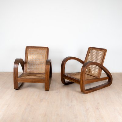 Tropische Art Deco Sessel aus Teakholz, 1960er, 2er Set