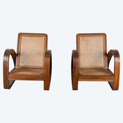 Tropische Art Deco Sessel aus Teakholz, 1960er, 2er Set