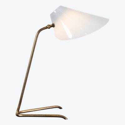 Lampada vintage in ottone e vetro acrilico, anni '60