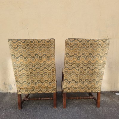 2 poltrone in stile Luigi XIII con arazzo 