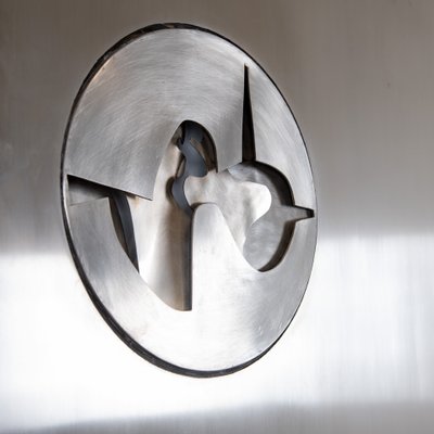 Carlo Marvhesotti, große Wandskulptur 1979, Edelstahl