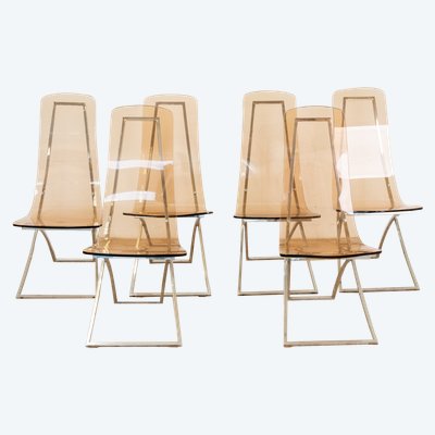 CH4 Chairs attributed to Edmond Vernassa, 1970s, Set of 6