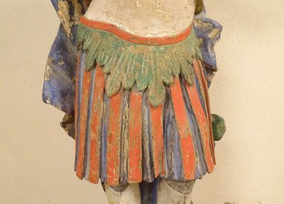 Grande Statue Religieuse Saint Florian Soldat Bois Sculpté Polychrome XVIIè