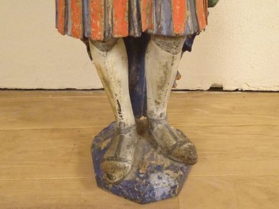 Grande Statue Religieuse Saint Florian Soldat Bois Sculpté Polychrome XVIIè