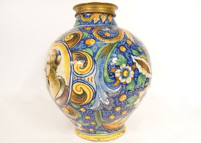 Grande Vaso in Maiolica Ritratti Soldato Maestro Domenico Venezia Italia XVI