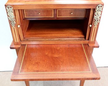 Mobiletto in vari intarsi di legno, stile Luigi XVI - 1900
