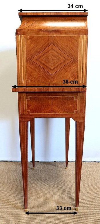 Mobiletto in vari intarsi di legno, stile Luigi XVI - 1900