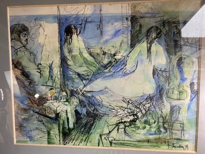 Philippe ANCELLIN (1922-2010) - "Nudo in studio", acquerello del 1974