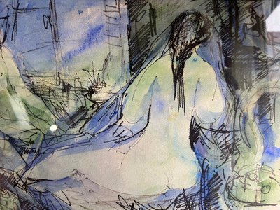 Philippe ANCELLIN (1922-2010) - "Nudo in studio", acquerello del 1974