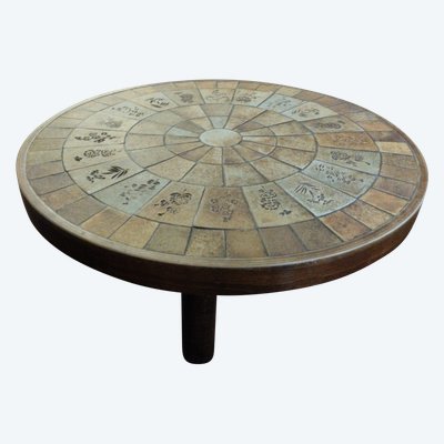Table Basse - Herbier - Céramique - Raymonde Leduc - V. 1960.