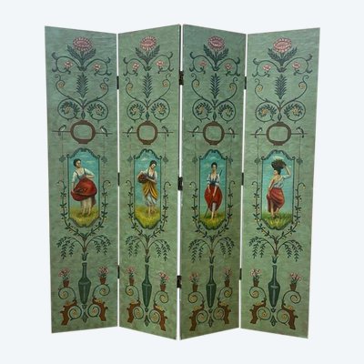 Paravent en bois peint 
