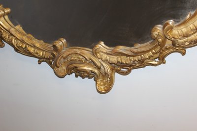 Grande specchio Luigi XV in stucco dorato XIX