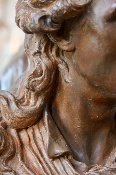 Busto in terracotta patinata probabilmente rappresentante Beaumarchais