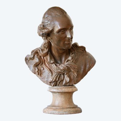 Busto in terracotta patinata probabilmente rappresentante Beaumarchais