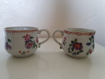 Chinese export porcelain famille rose pots à jus 18th c Qianlong period