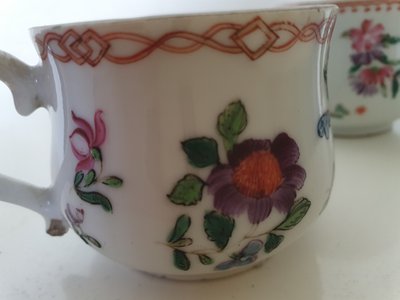 Chinese export porcelain famille rose pots à jus 18th c Qianlong period