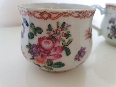 Chinese export porcelain famille rose pots à jus 18th c Qianlong period