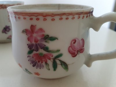 Chinese export porcelain famille rose pots à jus 18th c Qianlong period