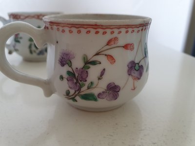 Chinese export porcelain famille rose pots à jus 18th c Qianlong period