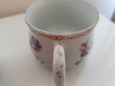 Chinese export porcelain famille rose pots à jus 18th c Qianlong period