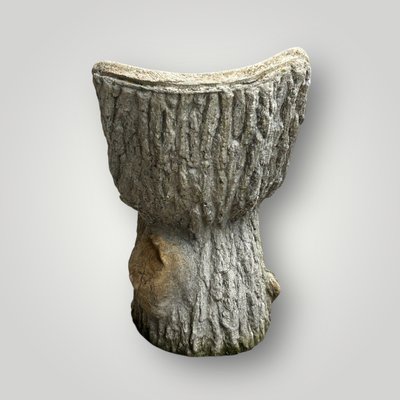 Suite De Six Chaises De Jardin En Ciment Imitant Le Bois Naturel Tronc D'arbre Circa 1950
