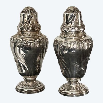 Paire De Saupoudreuses En Argent Massif De Style Louis XV Minerve - Saupoudreuse - Saupoudroir