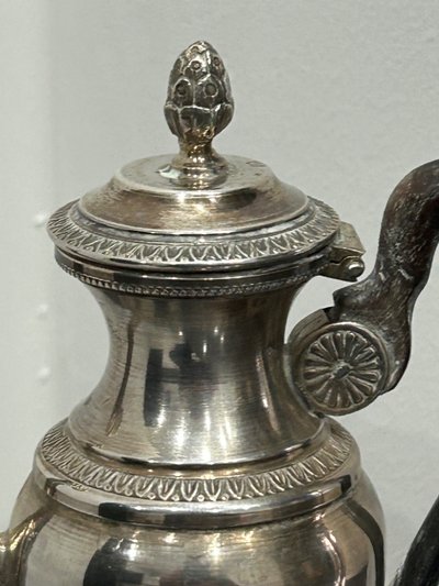 Verseuse - Théière - Cafetière égoïste En Argent Massif Poinçon Minerve Fin XIXéme Siècle 