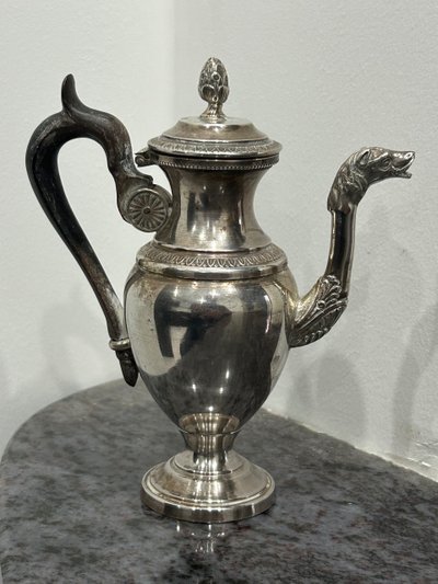 Verseuse - Théière - Cafetière égoïste En Argent Massif Poinçon Minerve Fin XIXéme Siècle 