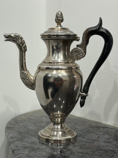 Verseuse - Théière - Cafetière égoïste En Argent Massif Poinçon Minerve Fin XIXéme Siècle 