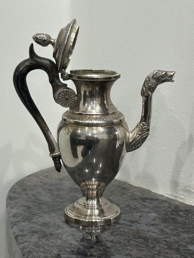Verseuse - Théière - Cafetière égoïste En Argent Massif Poinçon Minerve Fin XIXéme Siècle 