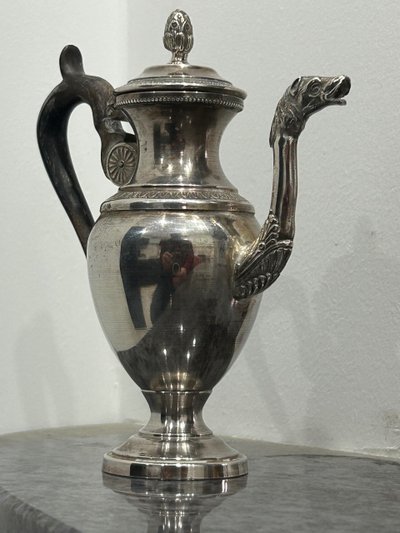 Verseuse - Théière - Cafetière égoïste En Argent Massif Poinçon Minerve Fin XIXéme Siècle 