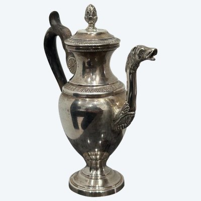Verseuse - Théière - Cafetière égoïste En Argent Massif Poinçon Minerve Fin XIXéme Siècle 